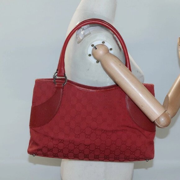 GUCCI GG Canvas Hand Bag Red Silver Auth - Picture 15 of 16